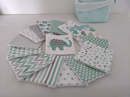 Lot de lingettes bébé lavables en coton BIO certifié GOTS - Edition limité