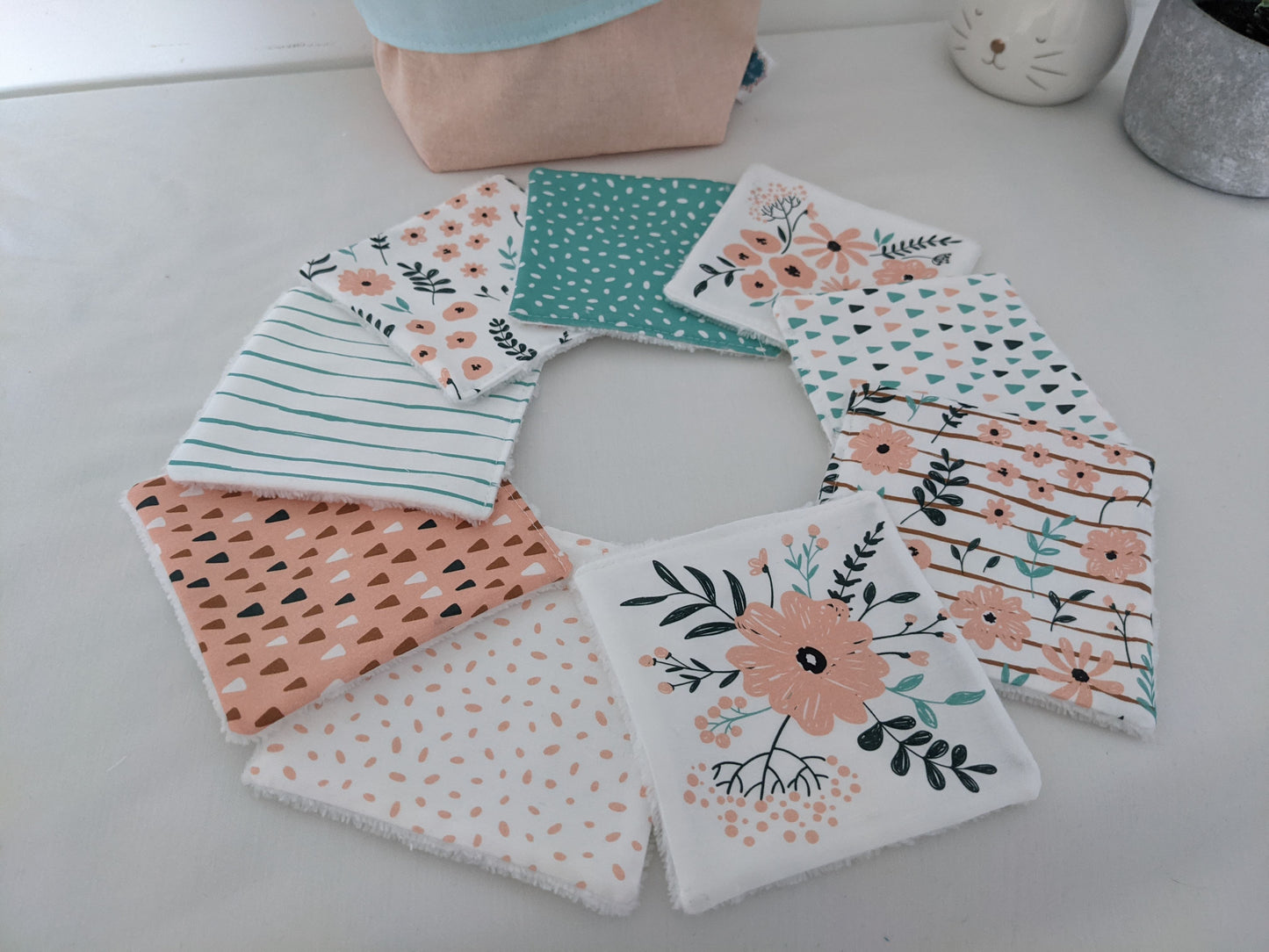 Lingettes lavables et réutilisables en coton BIO