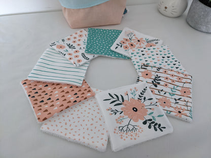 Lingettes lavables et réutilisables en coton BIO