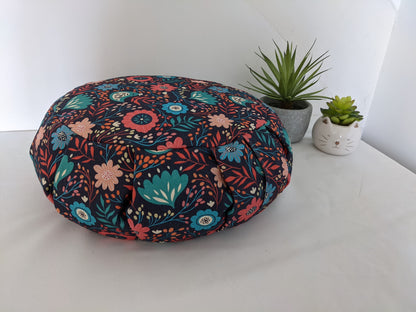 ZAFU coussin de méditation - YOGA - Coton BIO - Scandinave fleurs oiseaux