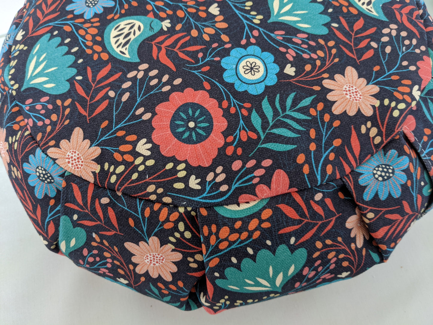 ZAFU coussin de méditation - YOGA - Coton BIO - Scandinave fleurs oiseaux