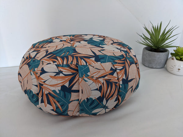 ZAFU coussin de méditation - YOGA - Coton BIO - Jungle bleu moutarde