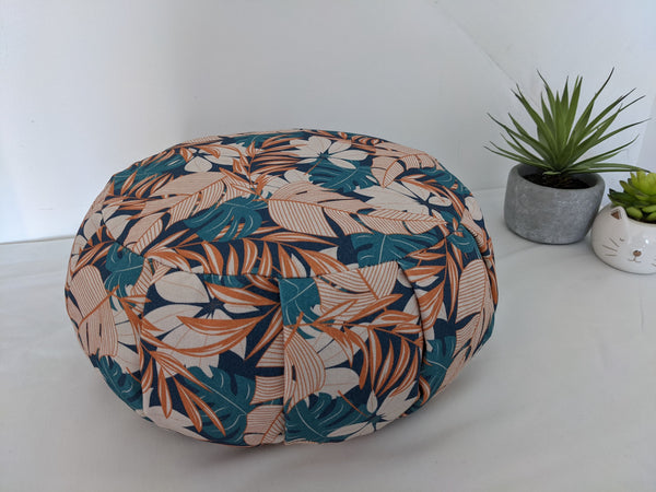 ZAFU coussin de méditation - YOGA - Coton BIO - Jungle bleu moutarde