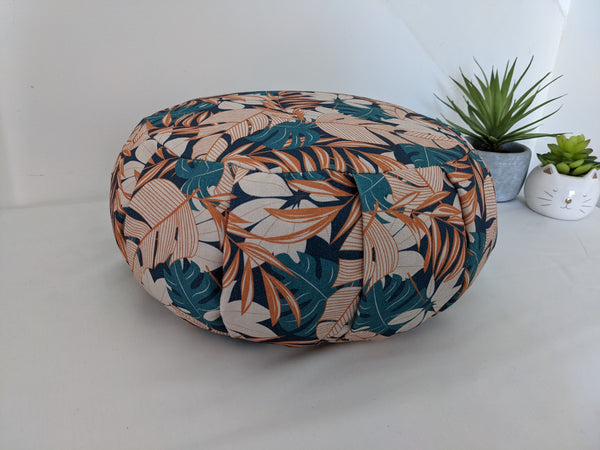 ZAFU coussin de méditation - YOGA - Coton BIO - Jungle bleu moutarde