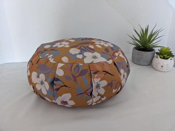 Zafu - Coussin de méditation - YOGA - Coton BIO - Moutarde fleurs