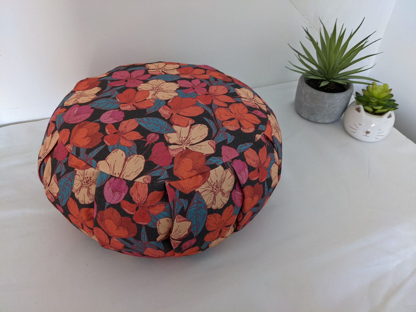 Zafu - Coussin de méditation - YOGA - Fleurs rouge