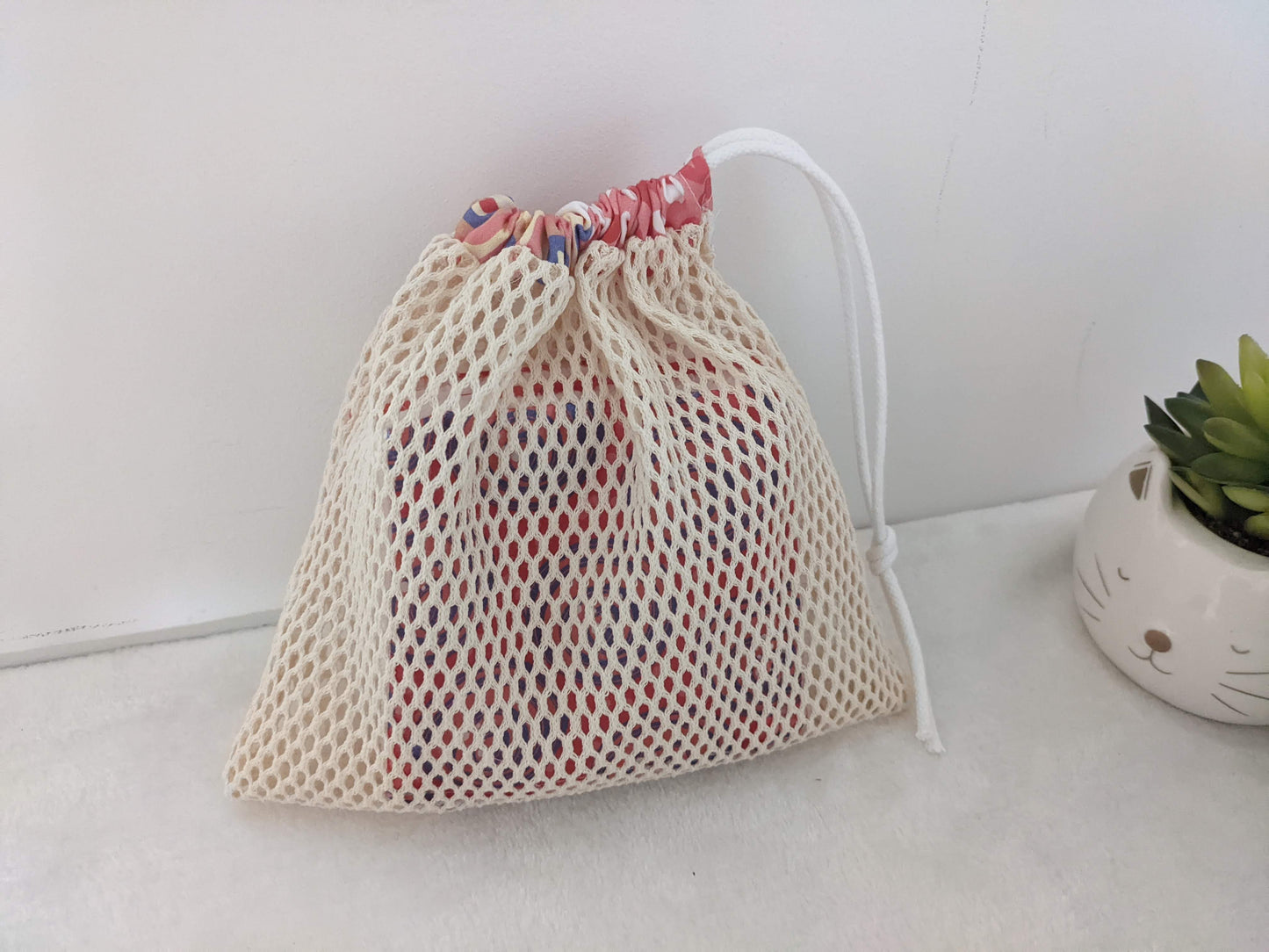 Lot de 8 lingettes lavables en coton BIO avec filet de rangement / lavage esprit seventies