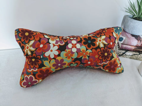 Coussin de lecture - Os pour les cervicales - cale livre - Groovy baby flower - Coton BIO