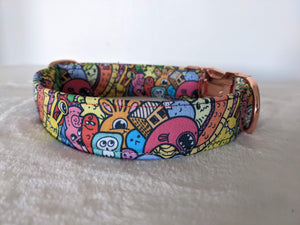 Accessoires animaux colliers chien ou chat, harnais, bandana, laisse, attache ceinture - coton BIO - Perso multicolore