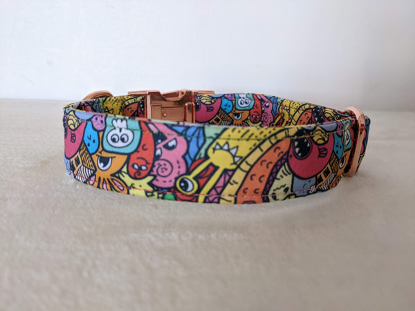 Accessoires animaux colliers chien ou chat, harnais, bandana, laisse, attache ceinture - coton BIO - Perso multicolore