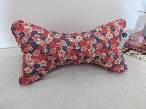 Coussin de lecture et accessoires livre et relaxation - Coton BIO - fleurs de cerisiers rose et bleu